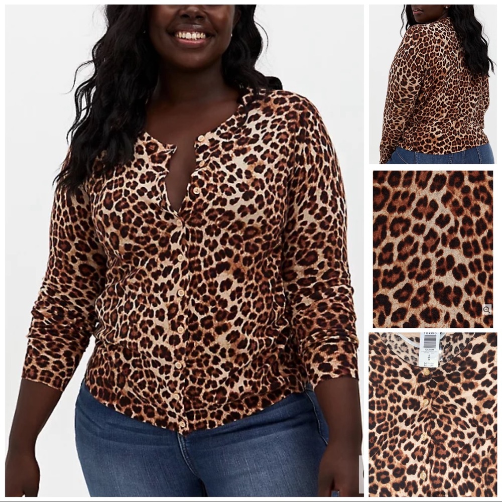 Torrid Leopard Button Front Cardigan Sweater